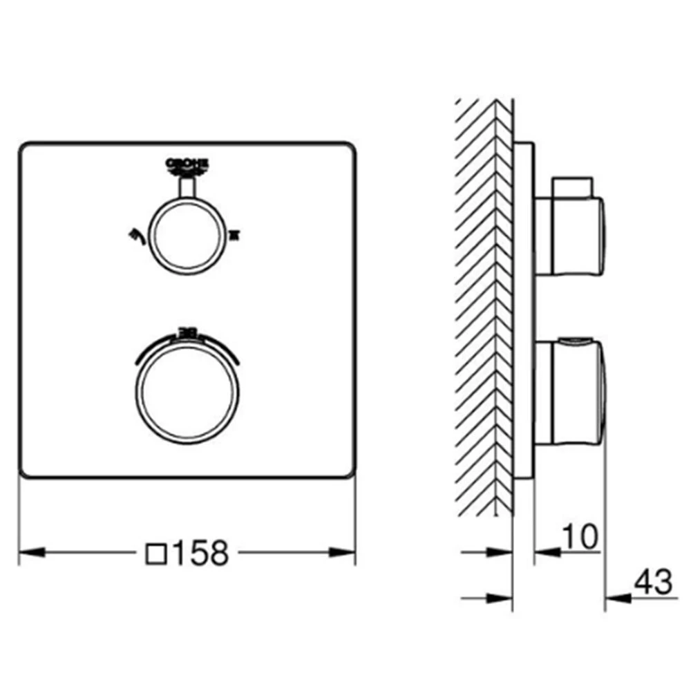 Grohe Grohtherm Termostatik Siyah Banyo-Duş Bataryası - 1022092430 2