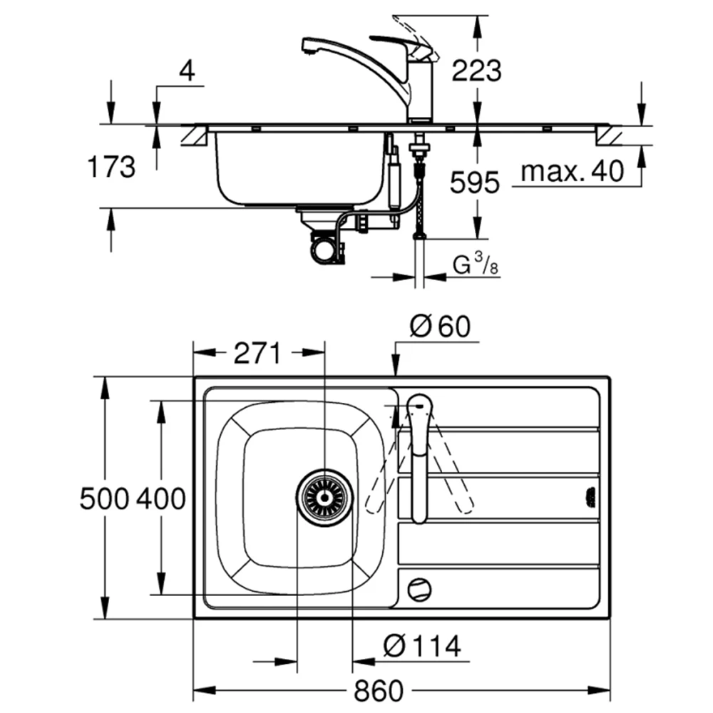 Grohe K200 Stainless Steel Damlalıklı Paslanmaz Çelik Eviye - 31565SD1 2