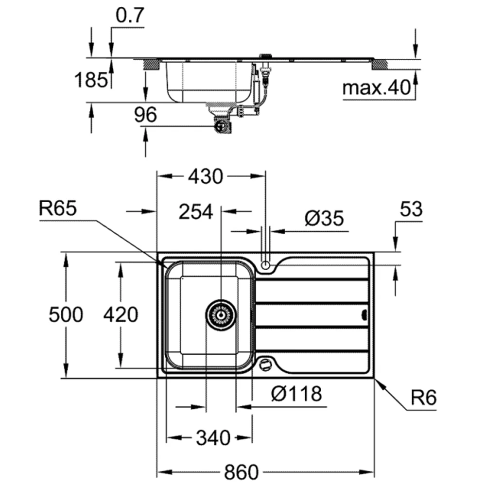 Grohe K500 Stainless Steel Damlalıklı Paslanmaz Çelik Eviye - 31571SD1 2
