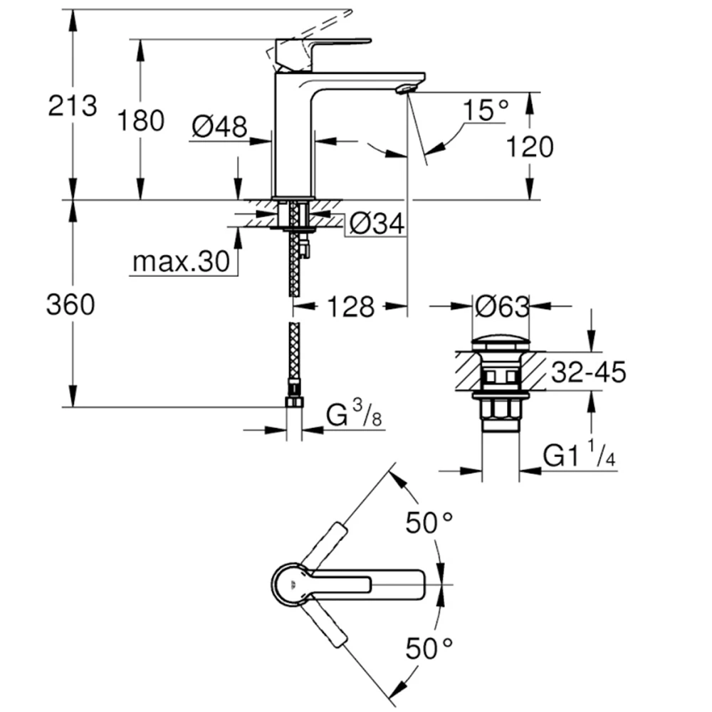 Grohe Lineare New Tek Kumandalı Beyaz Lavabo Bataryası - 23106DC1 2