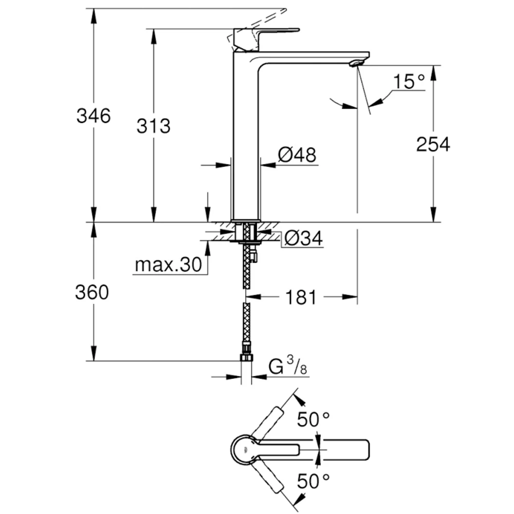 Grohe Lineare New Tek Kumandalı Lavabo Bataryası - 23405DC1 2