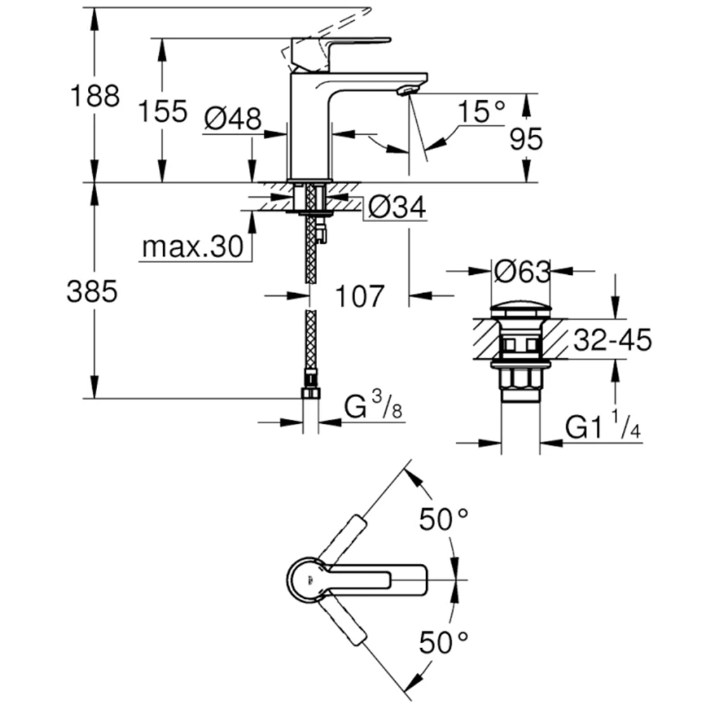 Grohe Lineare New Tek Kumandalı Nikel Lavabo Bataryası - 23791AL1 2
