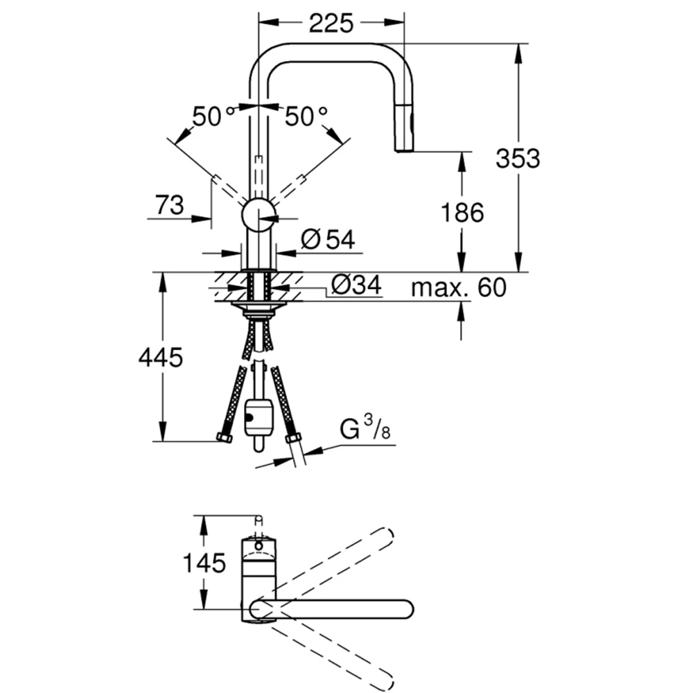 Grohe Minta Tek Kumandalı Nikel Eviye Bataryası - 32322AL2 2