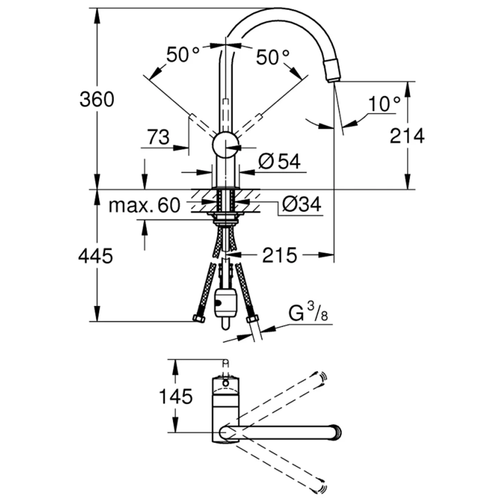 Grohe Minta Tek Kumandalı Eviye Bataryası - 3291800E 2
