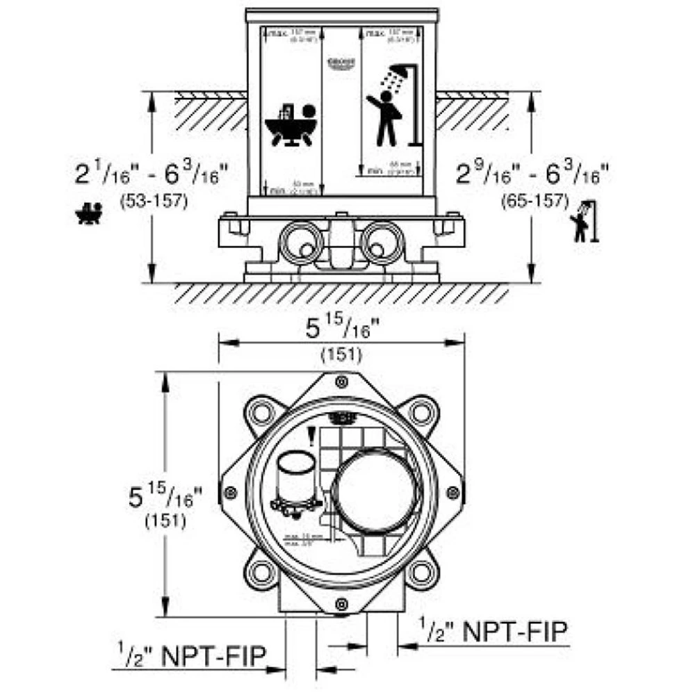 Grohe İç Montaj Gövdesi ½" - 29086000 2