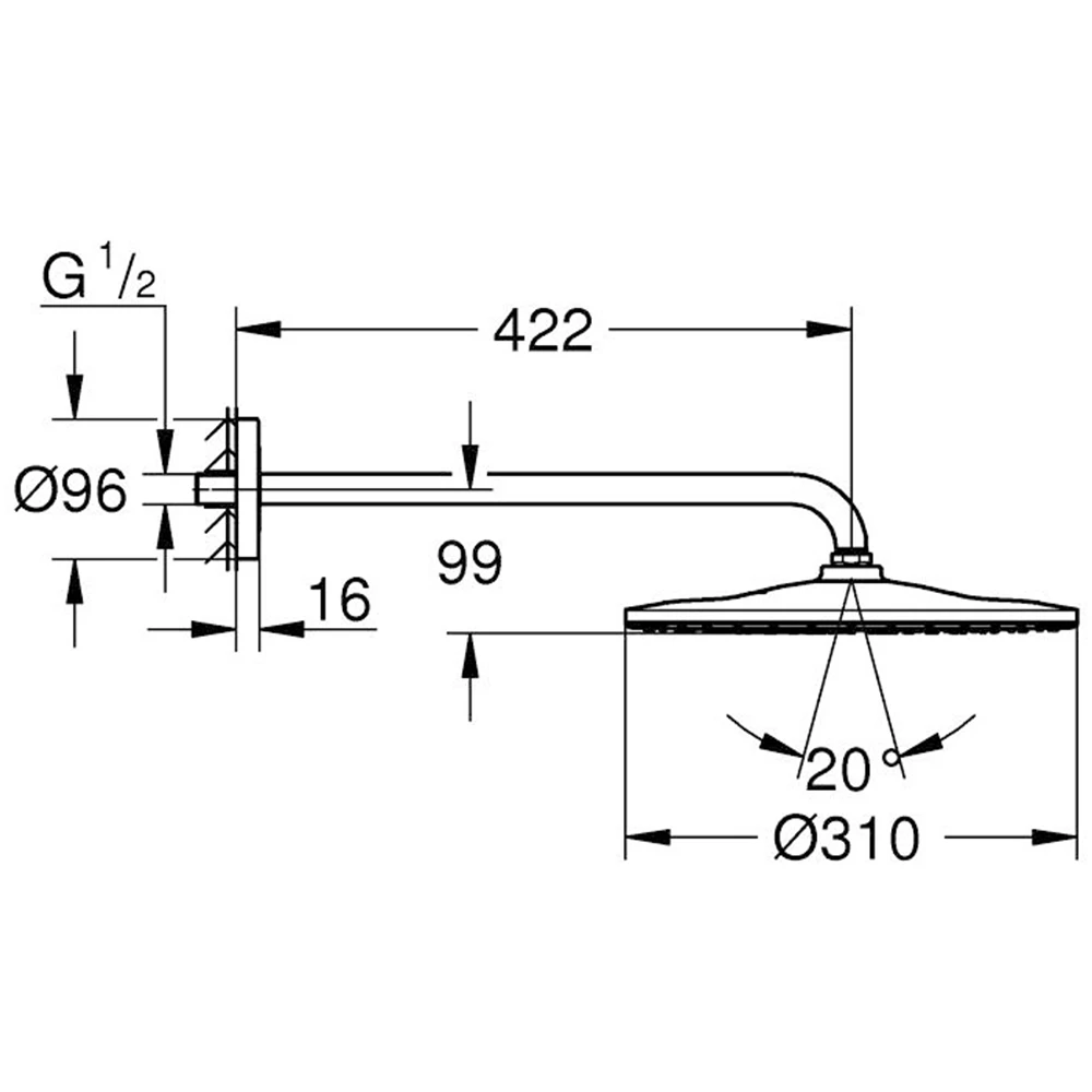 Grohe Rainshower Mono Mat Siyah Tepe Duşu Seti Tek akışlı - 22121KF0 2