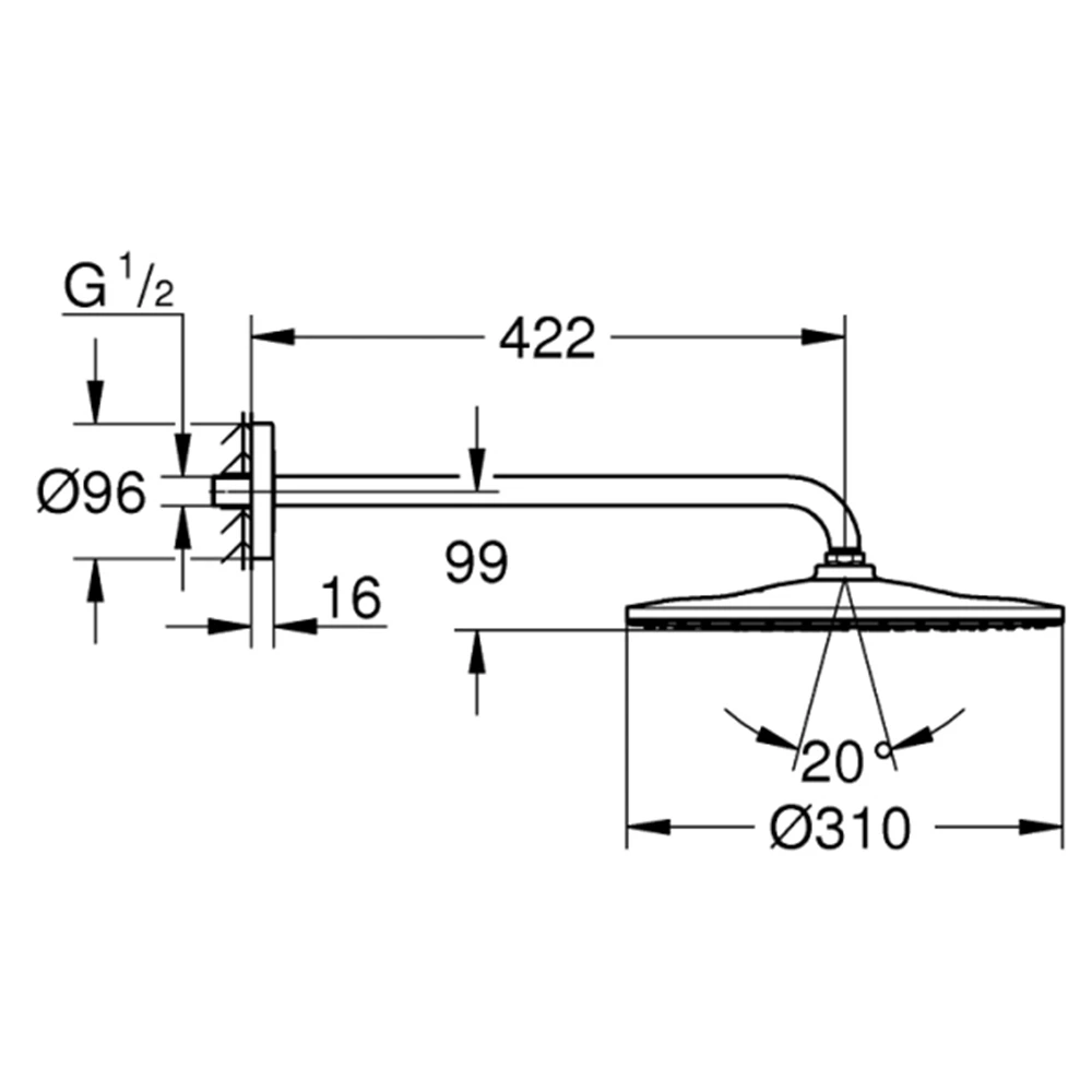 Grohe Rainshower Mono Tek Akışlı Tepe Duşu Seti - 26558000 2