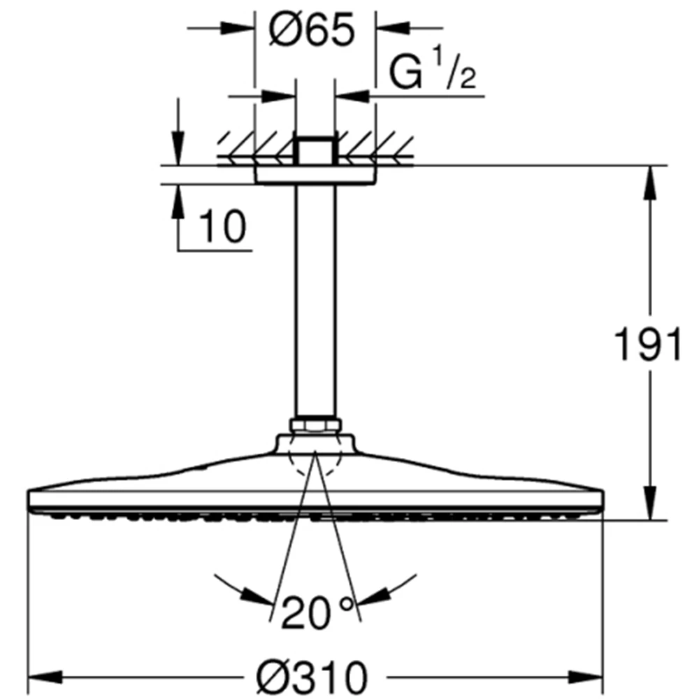 Grohe Rainshower Mono Tek Akışlı Tepe Duşu Seti - 26559000 2