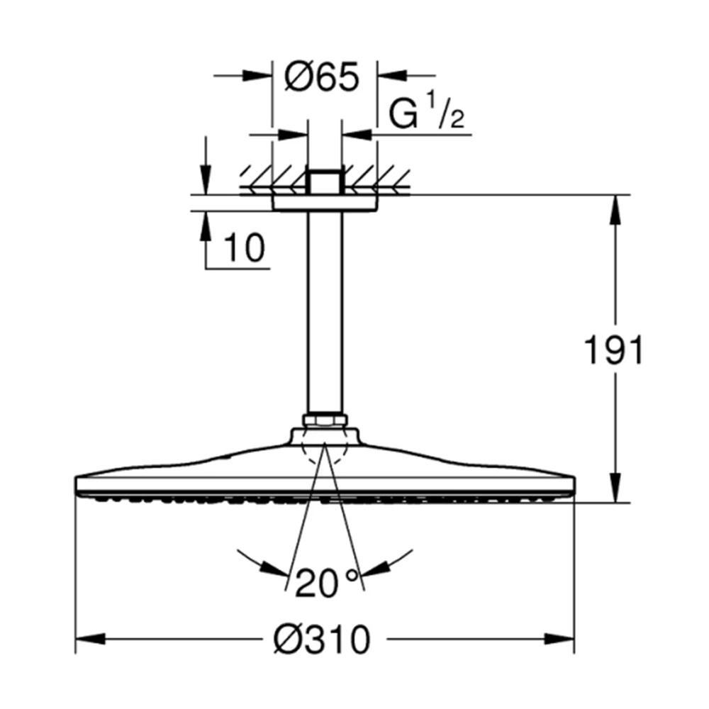 Grohe Rainshower Mono Tek Akışlı Tepe Duşu Seti - 26560000 2