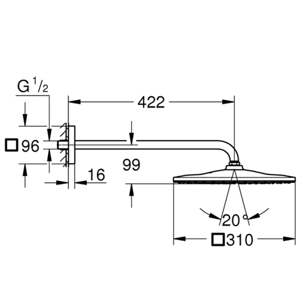 Grohe Rainshower Mono Tepe Duşu Seti Tek Akışlı - 26564000 2