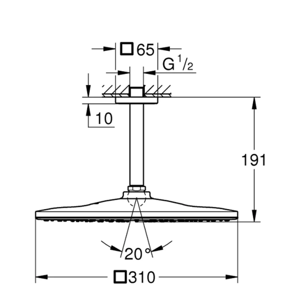 Grohe Rainshower Mono Tepe Duşu Seti Tek Akışlı - 26566000 2