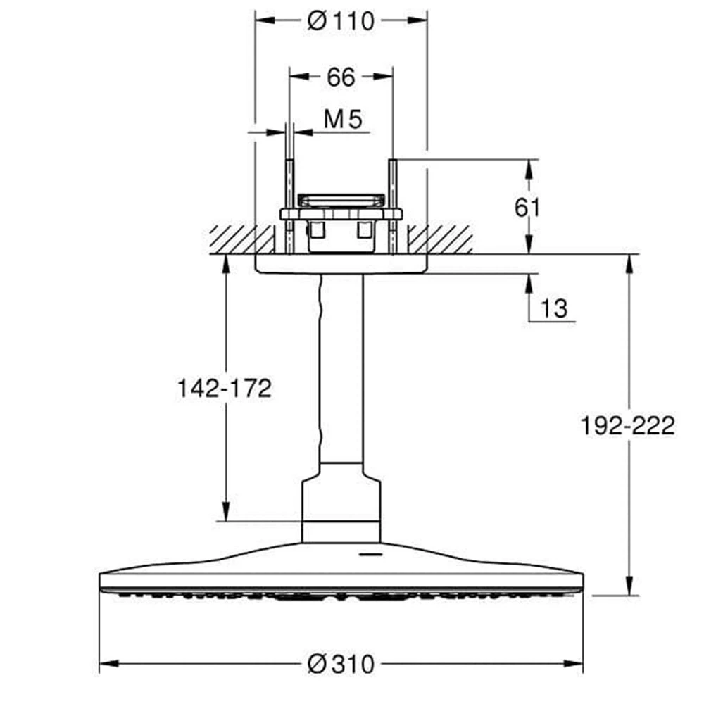Grohe Rainshower Smartactive 310 2 Akışlı Siyah Tepe Duşu Seti - 22124KF0 2