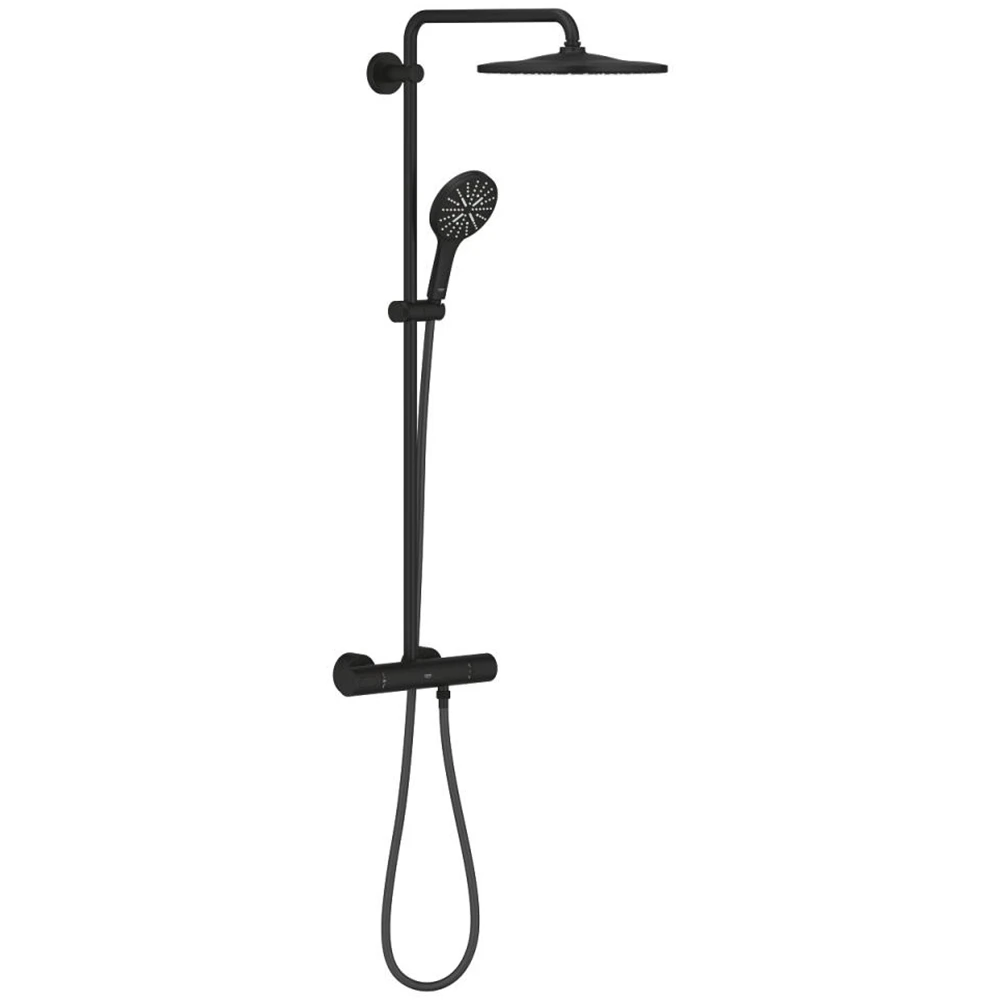 Grohe Rainshower System Duvara Monte Termostatik Bataryalı Mat Siyah Duş Sistemi - 22119KF0