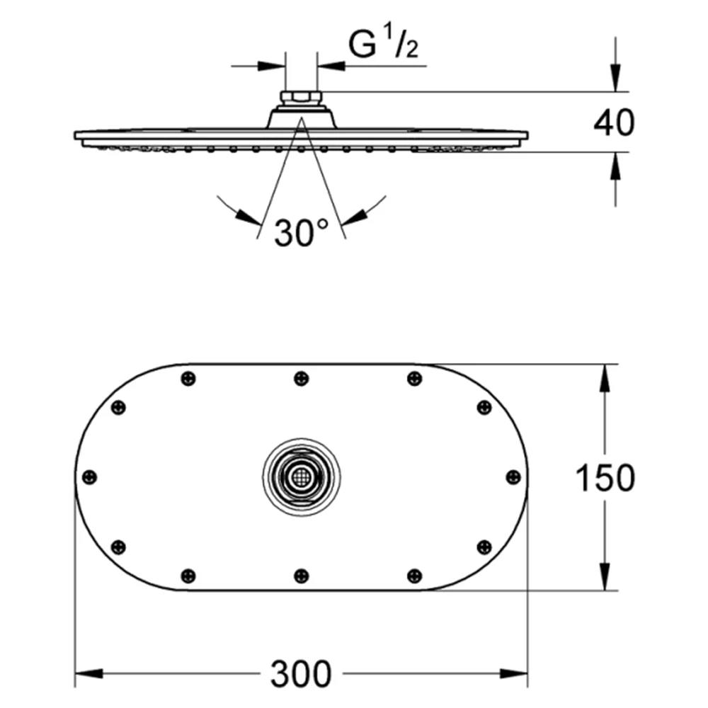 Grohe Rainshower Veris 1 Akışlı 300 Tepe Duşu - 27470000 2