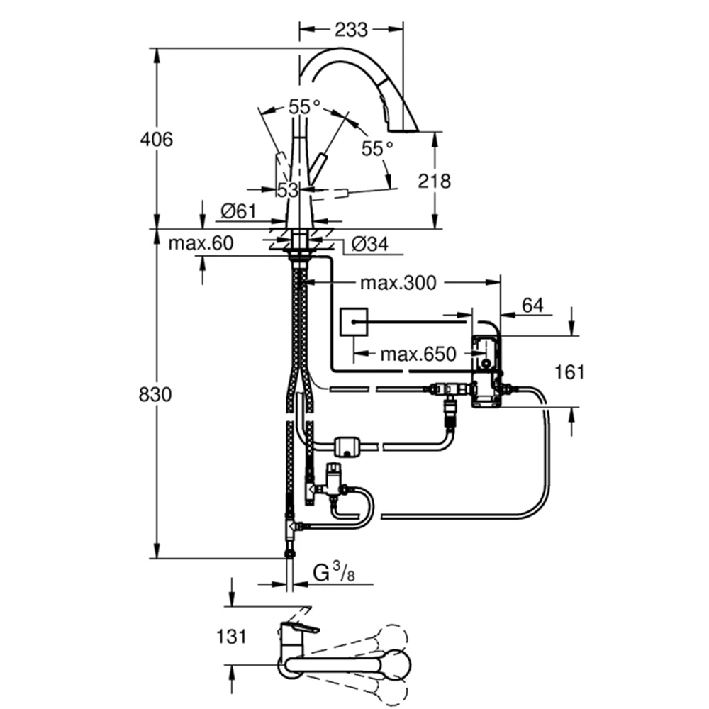 Grohe Zedra Touch 2019 Elektronik Tek Kumandalı Eviye Bataryası - 30219002 2