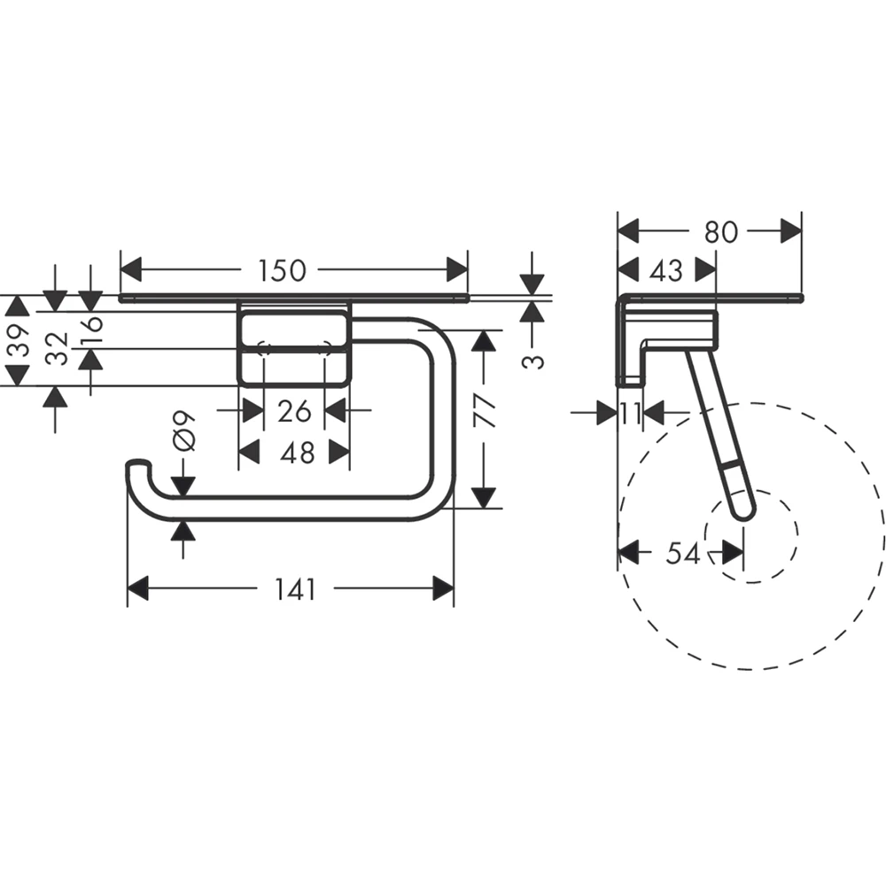 Hansgrohe AddStoris Raflı Satin Siyah Tuvalet Kağıtlığı 41772670 2