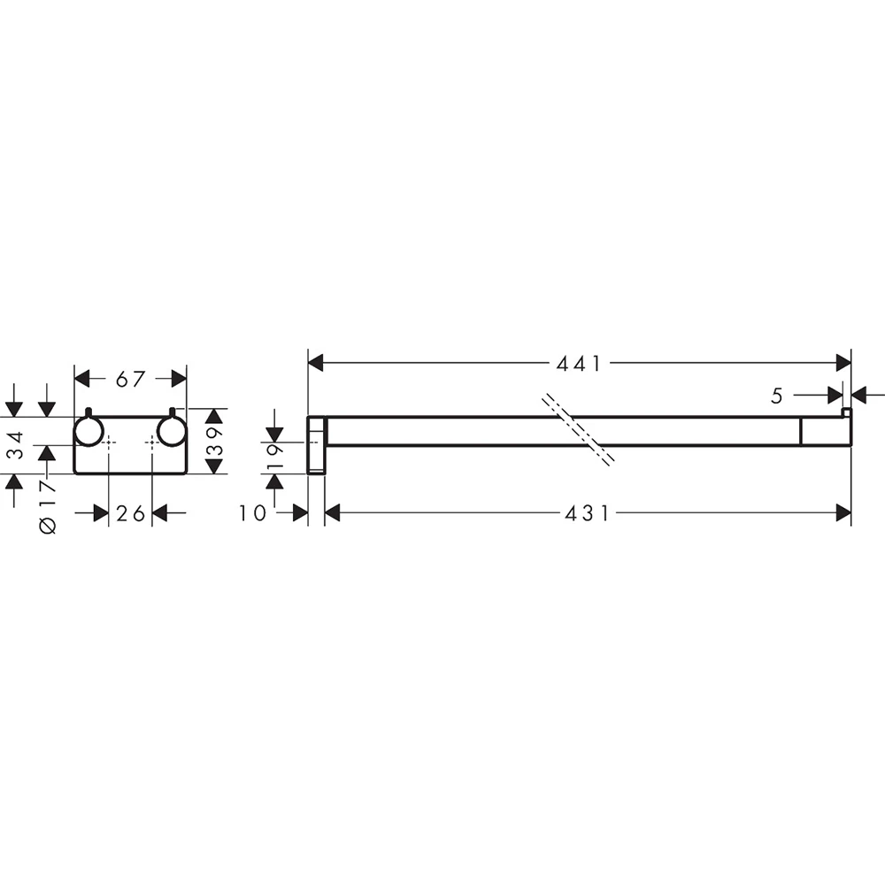 Hansgrohe AddStoris S İkili Mat Siyah-Krom Havluluk - 41787340 2