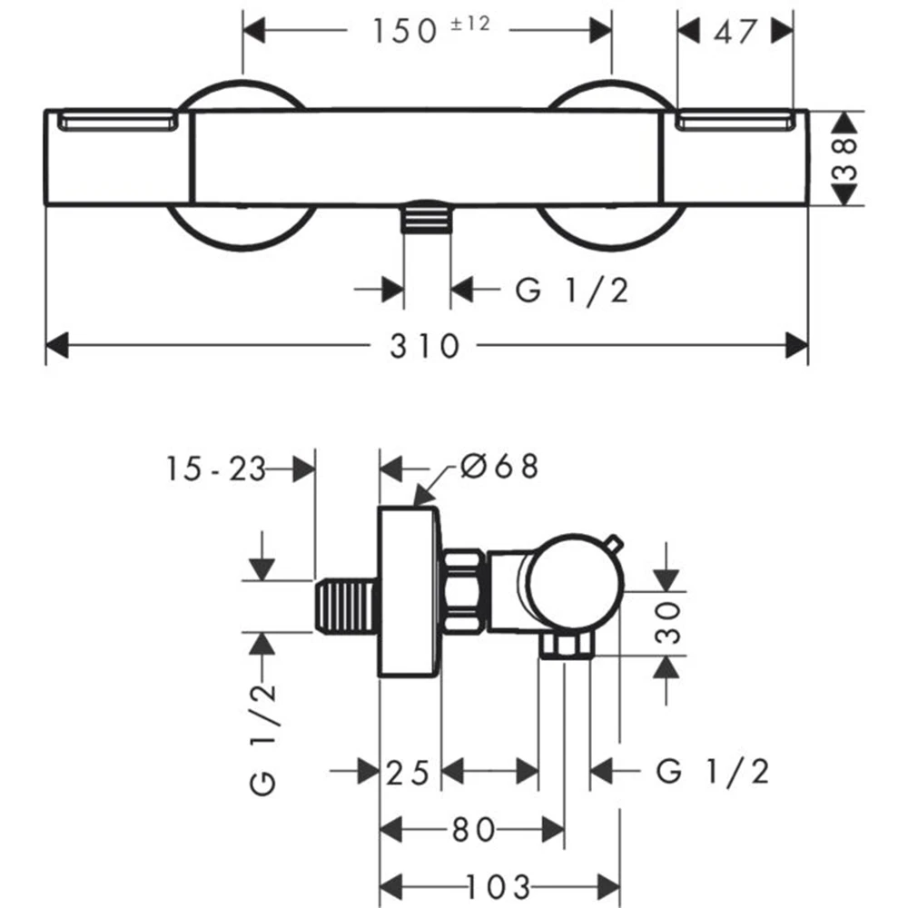 Hansgrohe Ecostat Element Mat Siyah Duş Termostatı - 13346670 2