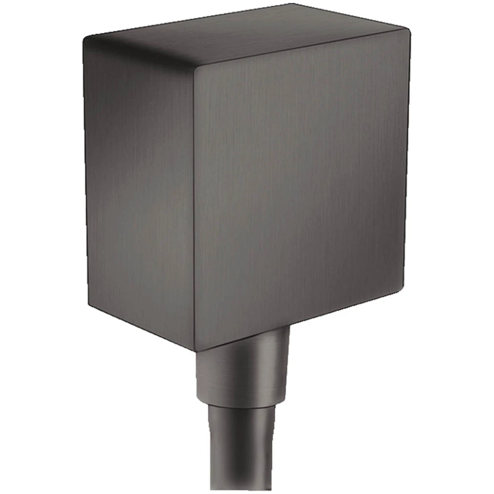 Hansgrohe Mat Siyah Krom FixFit Square çek valf ile Gönye Çıkışı