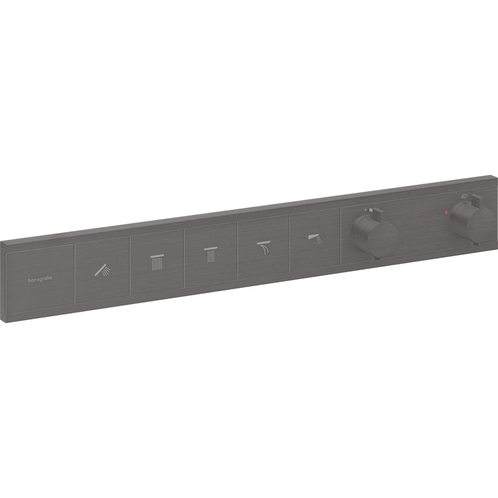 Hansgrohe RainSelect 5 Çıkış İçin Mat Siyah-Krom Termostatik Ankastre Banyo Bataryası - 15384340