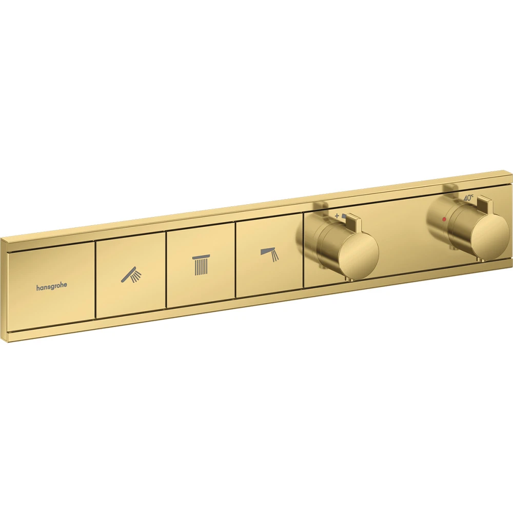 Hansgrohe RainSelect 3 Çıkış İçin Parlak Altın Termostatik Ankastre Banyo Bataryası - 15381990