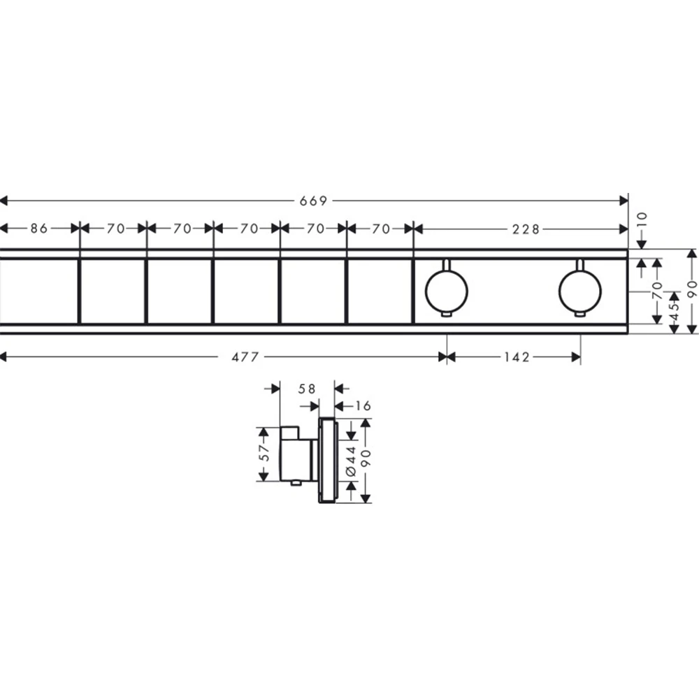 Hansgrohe RainSelect 5 Çıkış İçin Parlak Altın Termostatik Ankastre Banyo Bataryası - 15384990 2