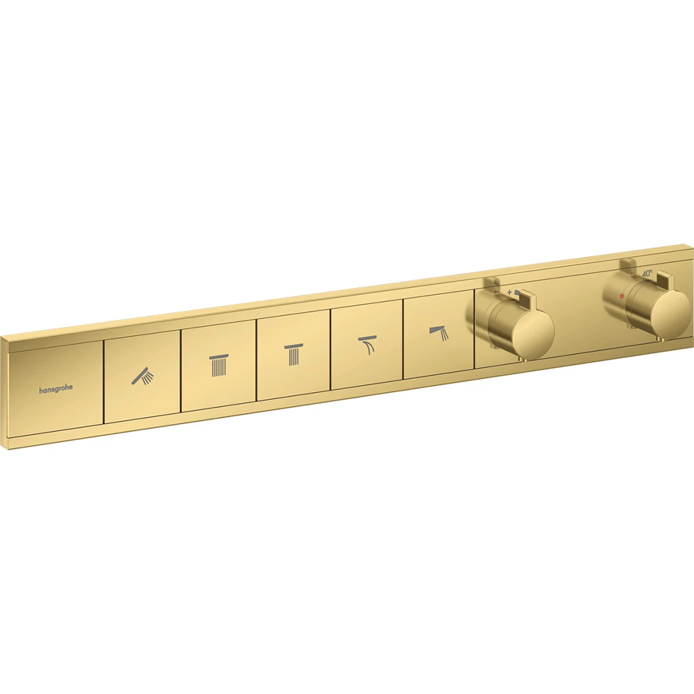 Hansgrohe RainSelect 5 Çıkış İçin Parlak Altın Termostatik Ankastre Banyo Bataryası - 15384990