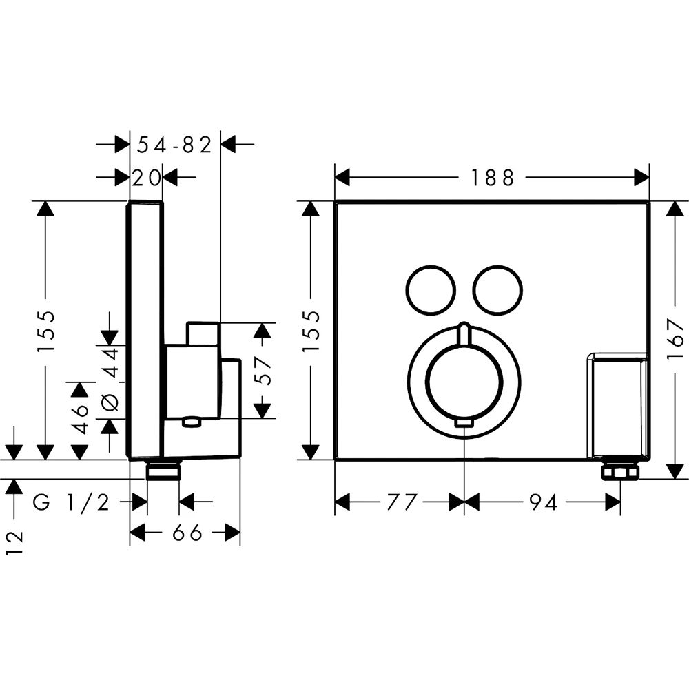 Hansgrohe ShowerSelect 2 Çıkışlı Termostatik Ankastre Banyo Bataryası 15765000 2