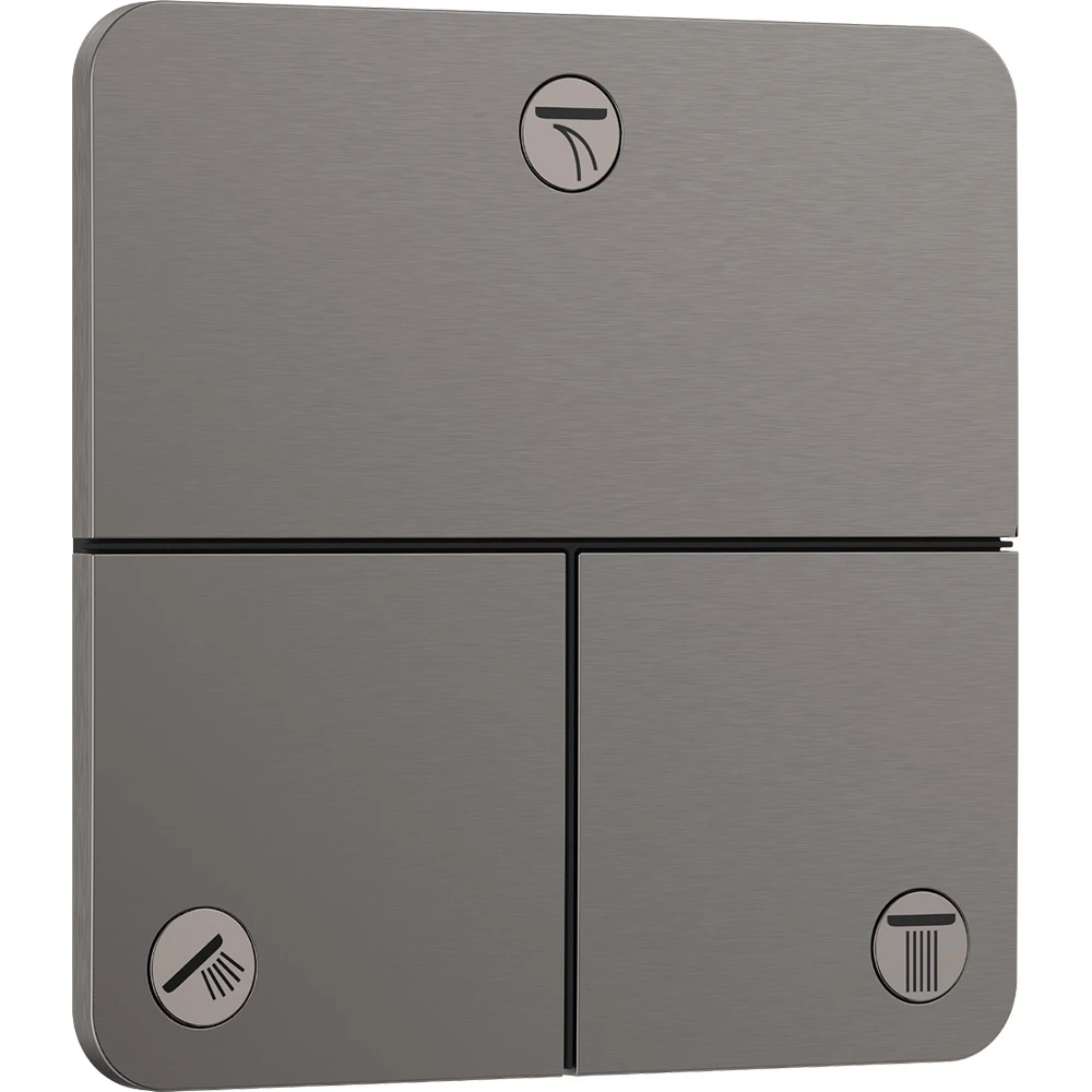 Hansgrohe ShowerSelect Comfort Q Mat Siyah Krom Valf Ankastre 3 Çıkış İçin Termostatik Banyo Bataryası 15587340