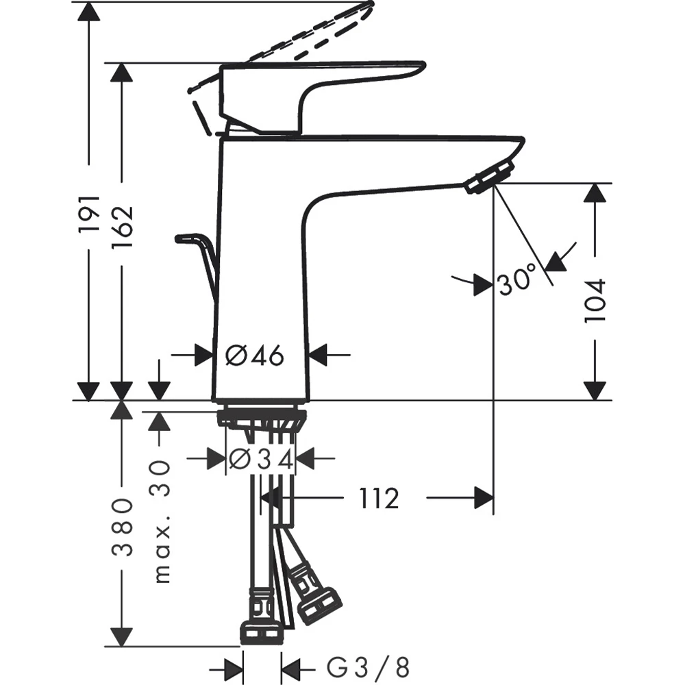 Hansgrohe Talis E 110 Satin Beyaz Lavabo Bataryası 71710700 2