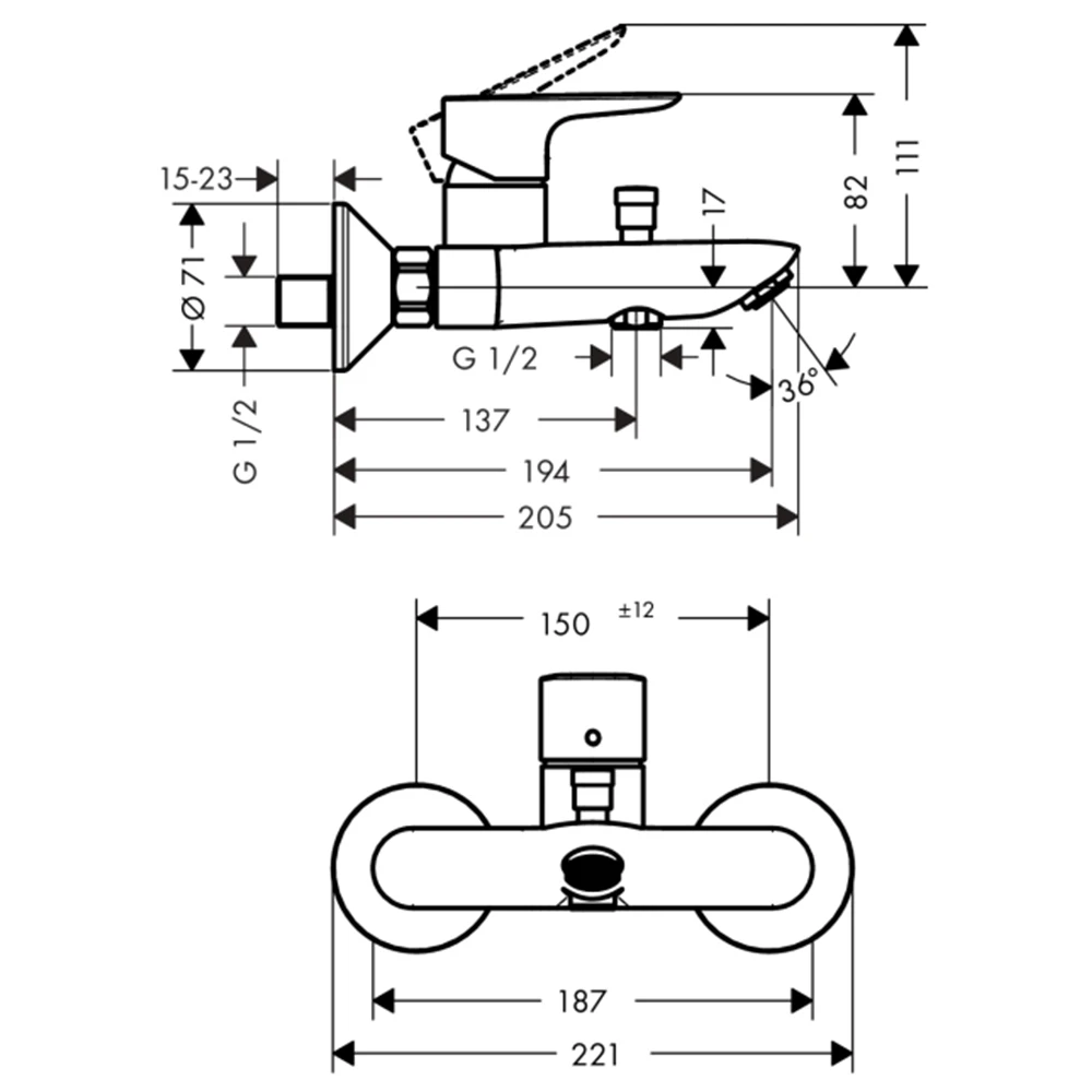 Hansgrohe Talis E Tek Kollu Parlak Altın Optik Banyo Bataryası 71740990 2