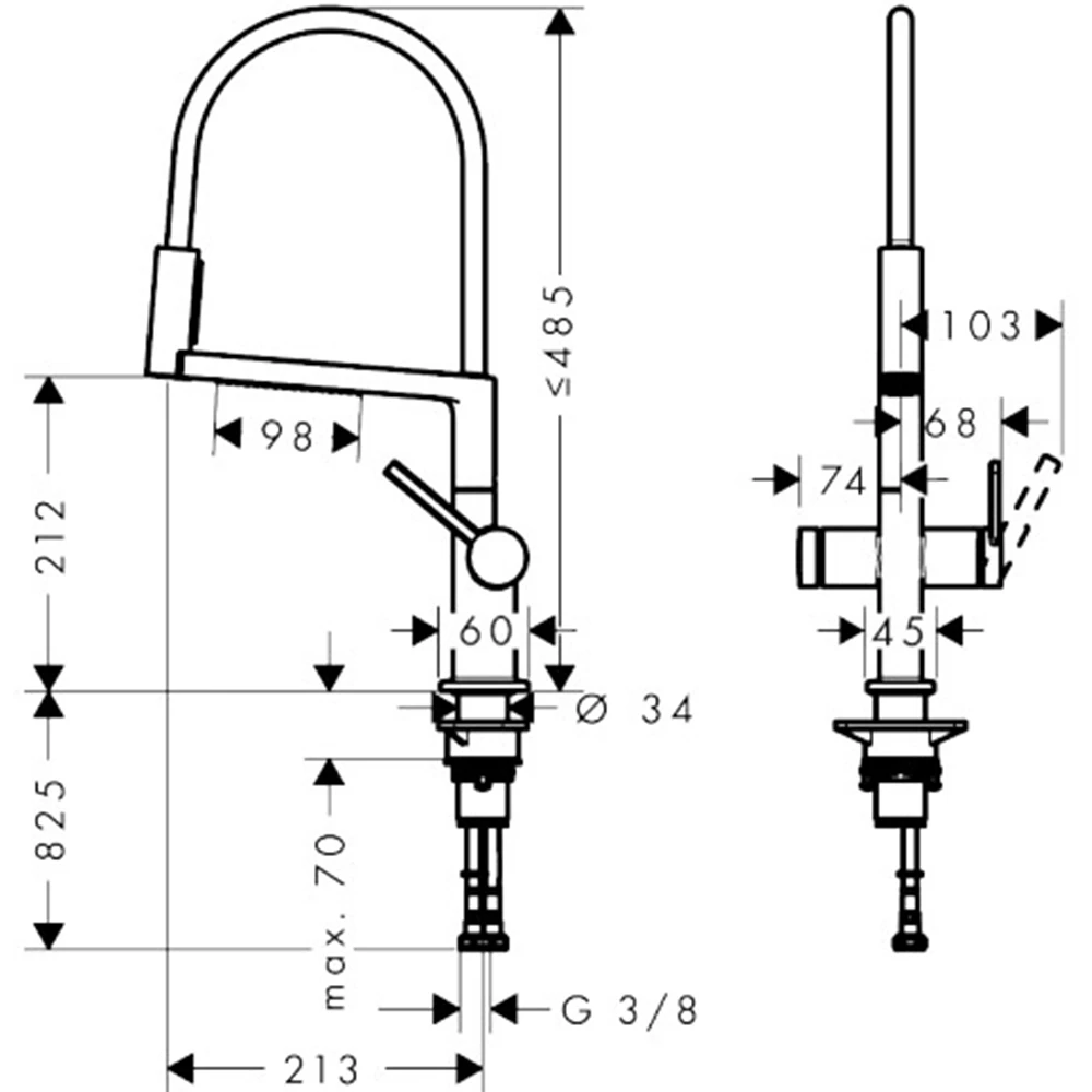 Hansgrohe Talis Select M54 PowderSpray Tek Kollu Eviye Bataryası - 72861000 2