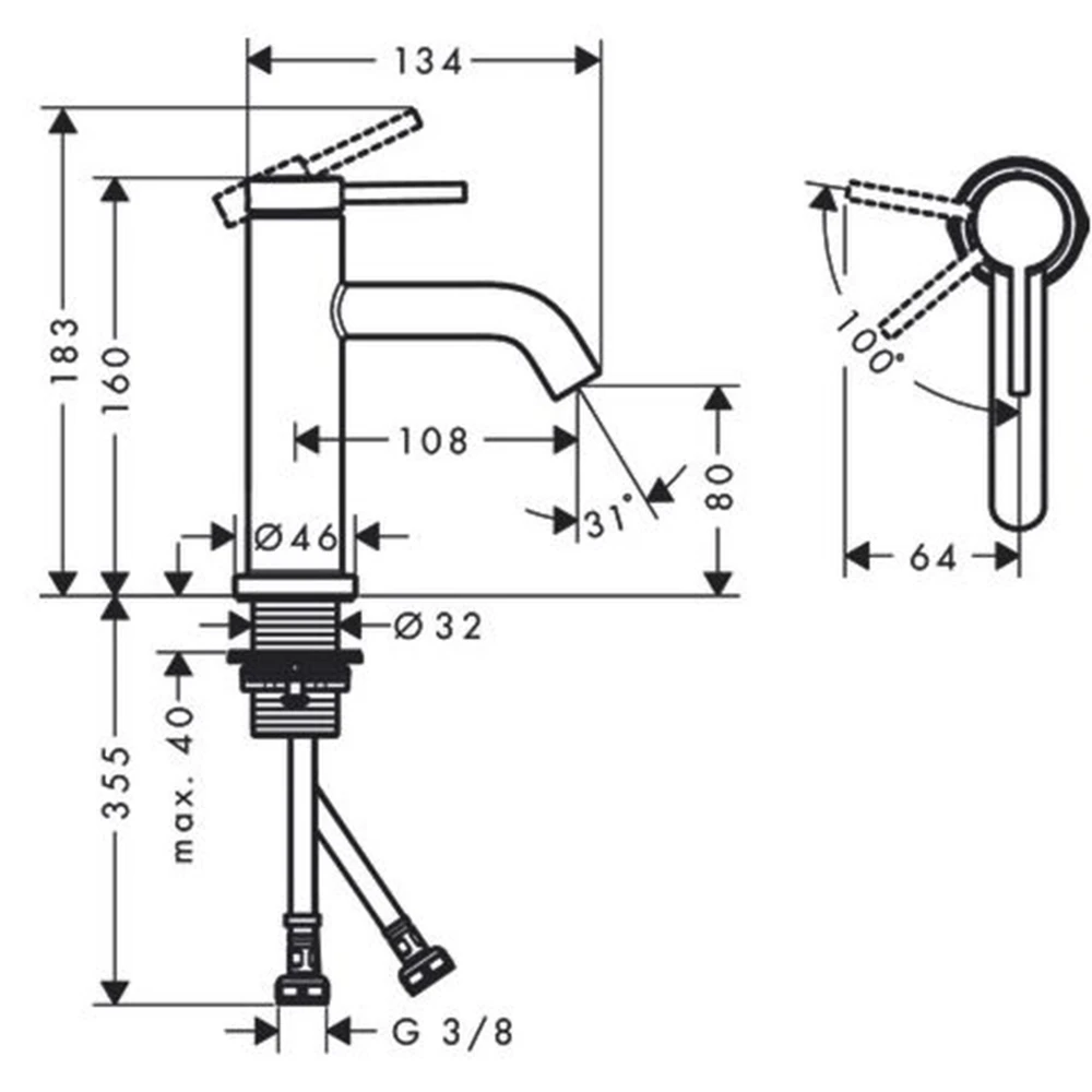 Hansgrohe Tecturis Tek Kollu Lavabo Bataryası - 73301000 2