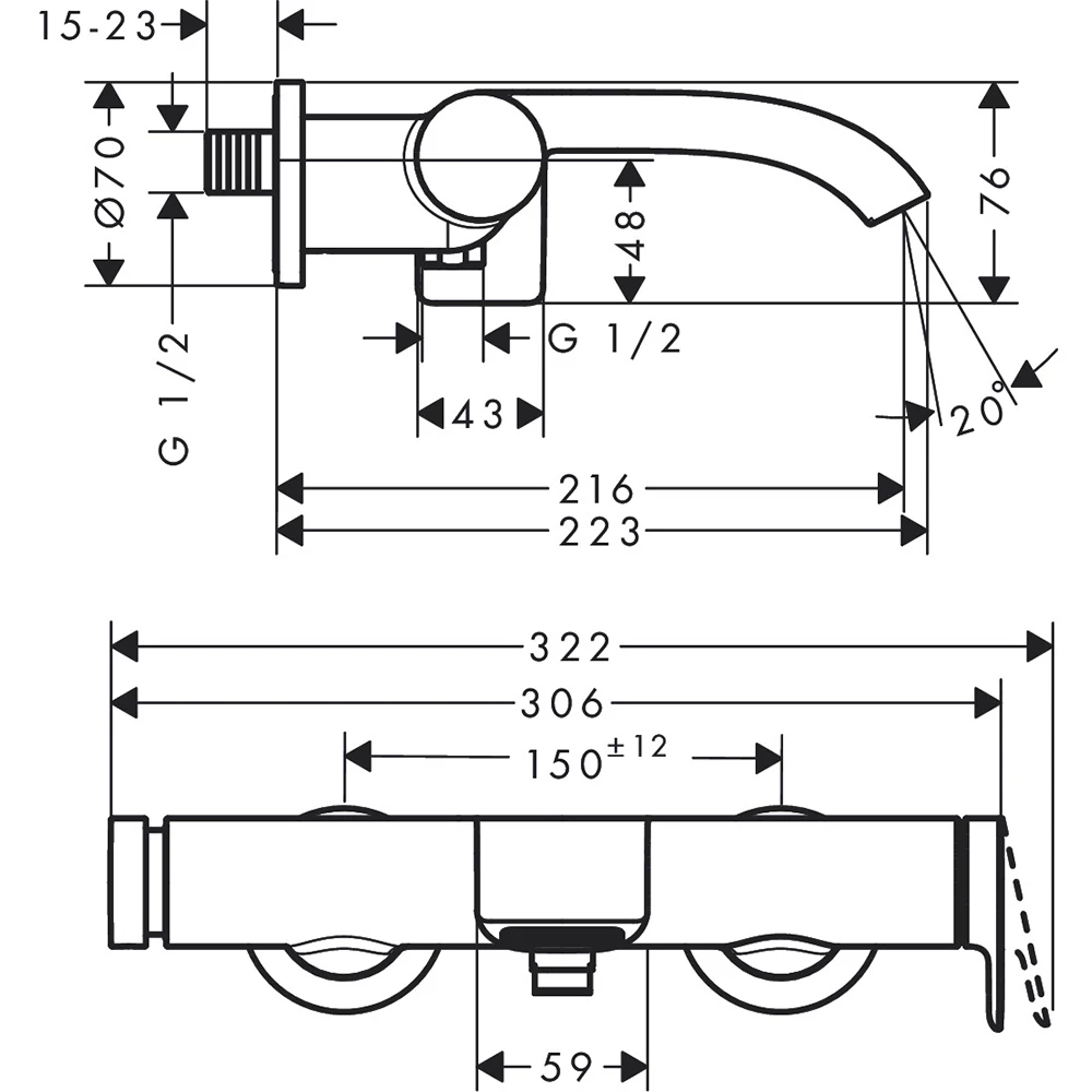 Hansgrohe Vivenis Tek Kollu Satin Siyah Banyo Bataryası 75420670 2