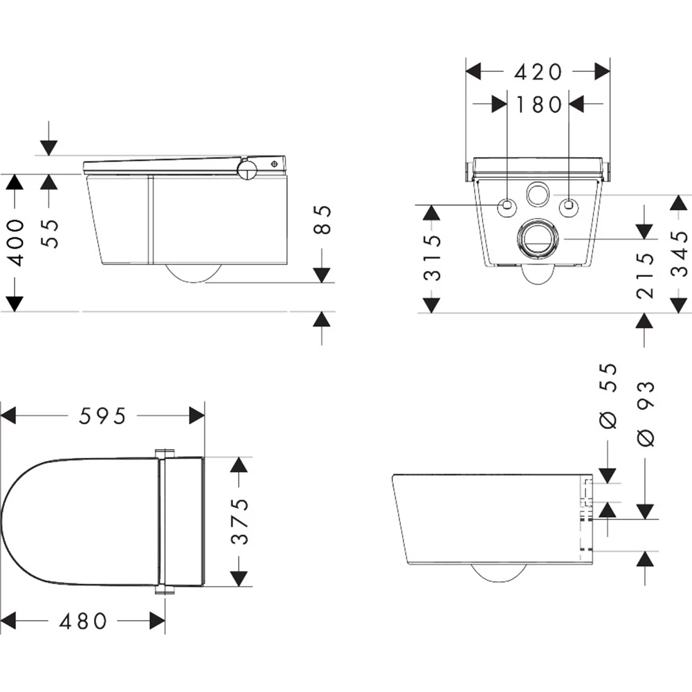 Hansgrohe LavaPura Element S Beyaz Kanalsız Akıllı Asma Klozet Takımı - 63021450 4