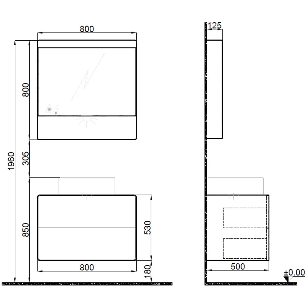 Kale Edge 80 Cm Antrasit-Mocha Perla Banyo Dolabı Takımı (Lavabo Hariç) 2