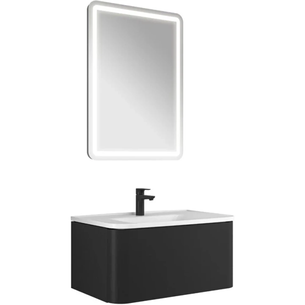 Kale Fold Pro 80 Cm Mat Siyah Banyo Dolabı Takımı