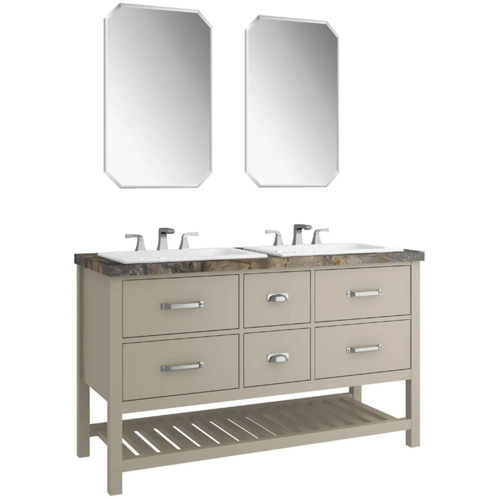 Kale Grandhome 140 Cm Mat Adaçayı Yeşili-Asteroid Banyo Dolabı Takımı (Mat Krom Kulp)