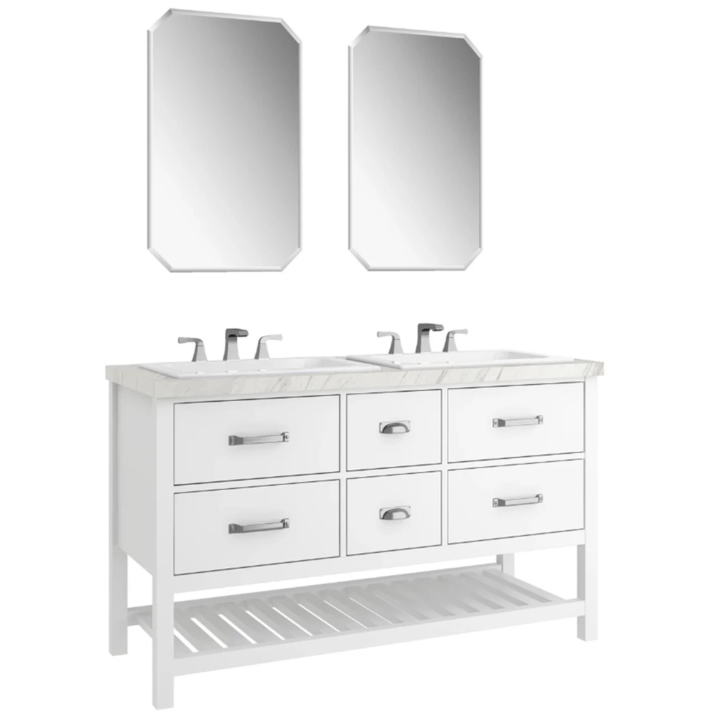 Kale Grandhome 140 Cm Mat Beyaz-Pallisandro Banyo Dolabı Takımı (Mat Krom Kulp)