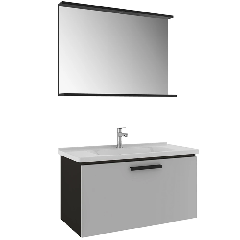 Kale Gris 100 Cm Siyah-Gri Banyo Dolabı Takımı