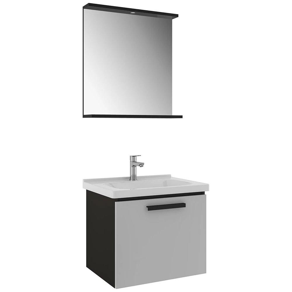 Kale Gris 65 Cm Siyah-Gri Banyo Dolabı Takımı
