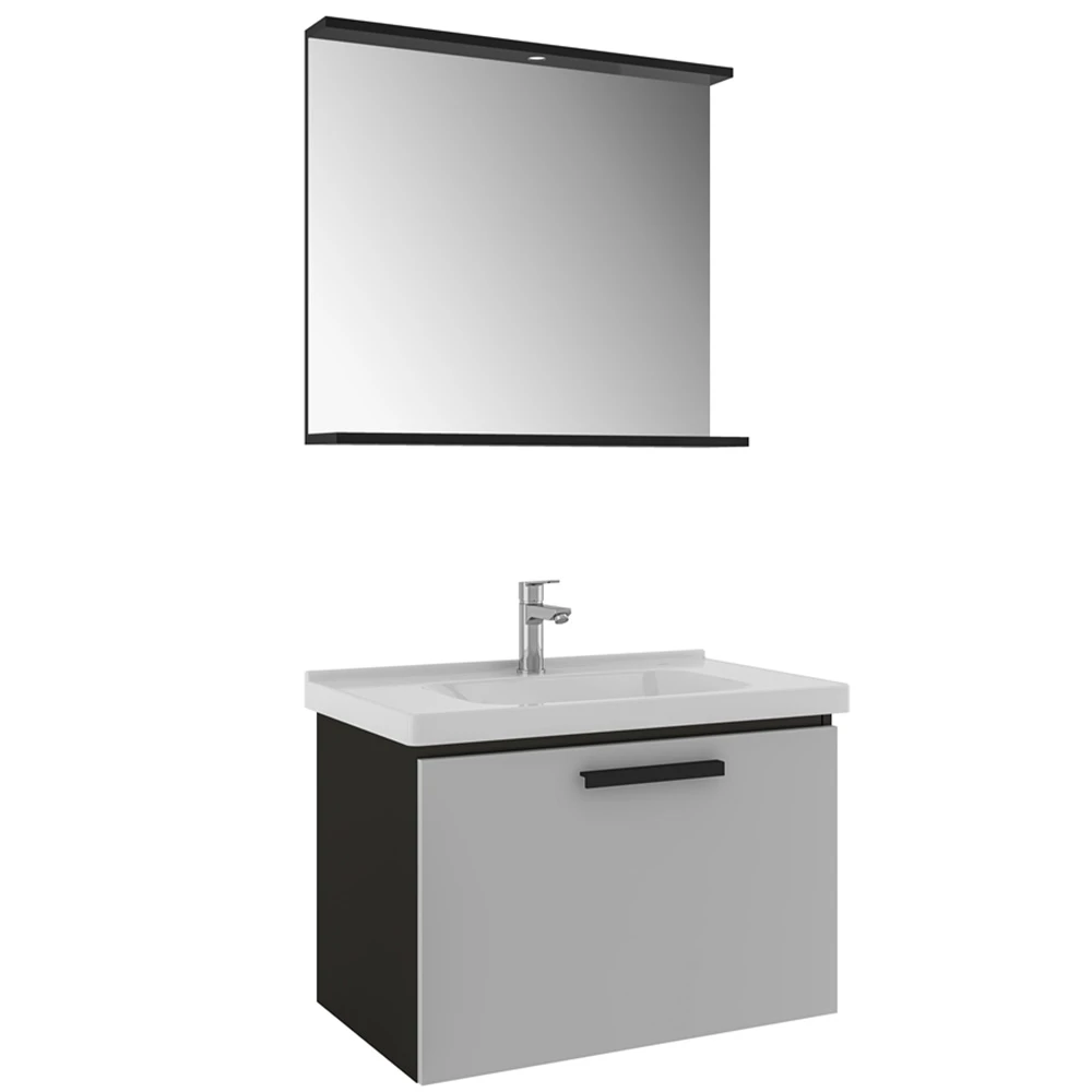Kale Gris 80 Cm Siyah-Gri Banyo Dolabı Takımı