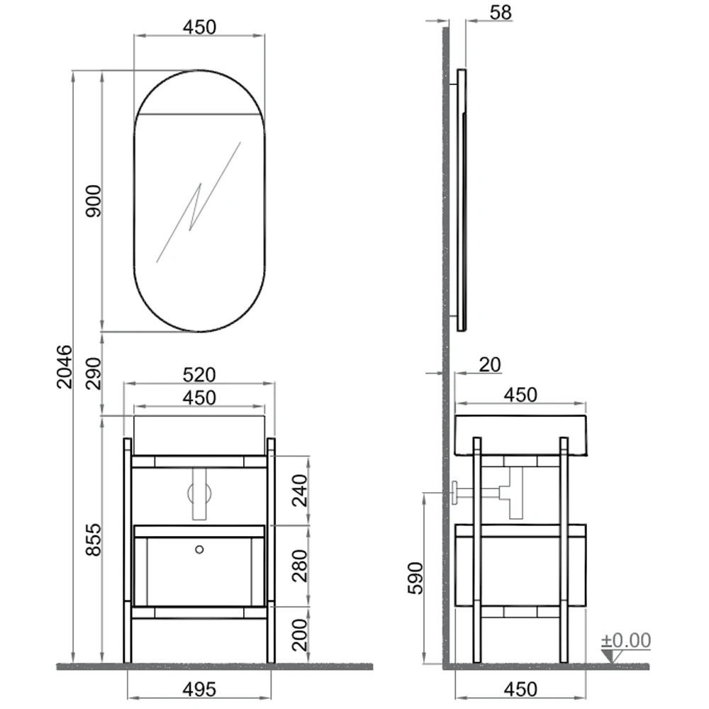 Kale Icon 2.0 50 Cm Kare Mat Beyaz Banyo Dolabı Takımı 2