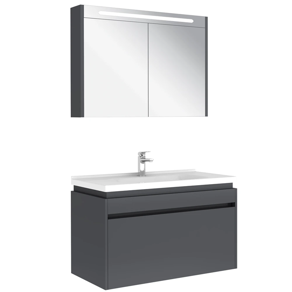 Kale Idea 2.0 100 Cm Parlak Antrasit Tek Çekmeceli Banyo Dolabı Takımı 610100200495