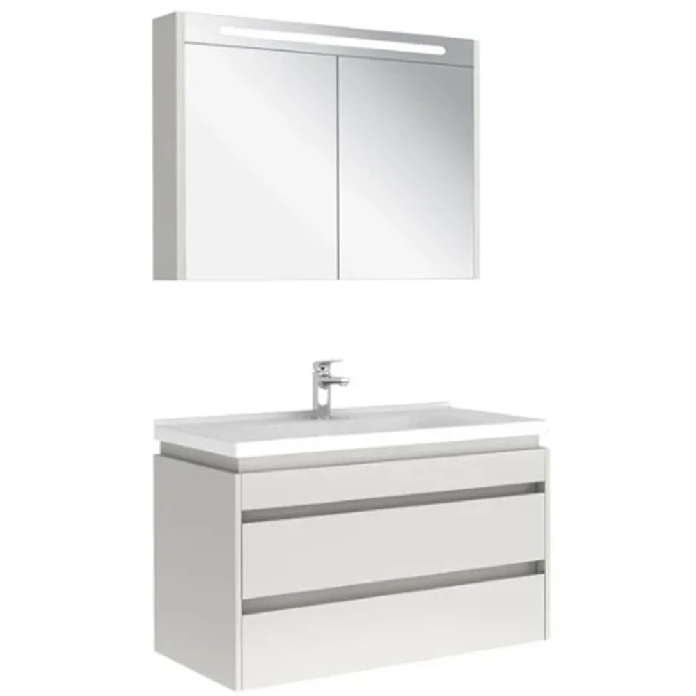 Kale Idea 2.0 100 Cm Parlak Beyaz Çift Çekmeceli Banyo Dolabı Takımı 610100200518