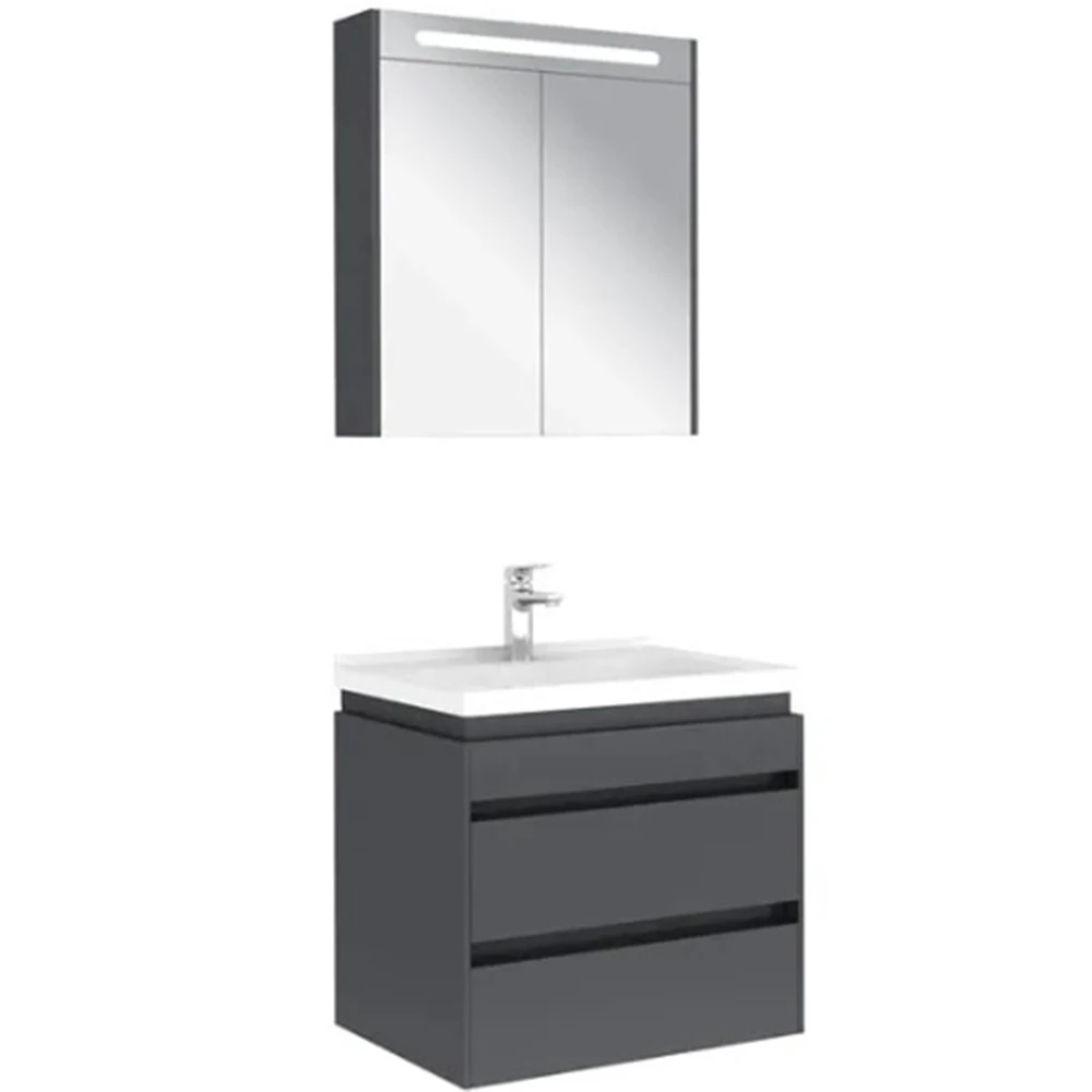 Kale Idea 2.0 65 Cm Parlak Antrasit Çift Çekmeceli Banyo Dolabı Takımı 610100200511