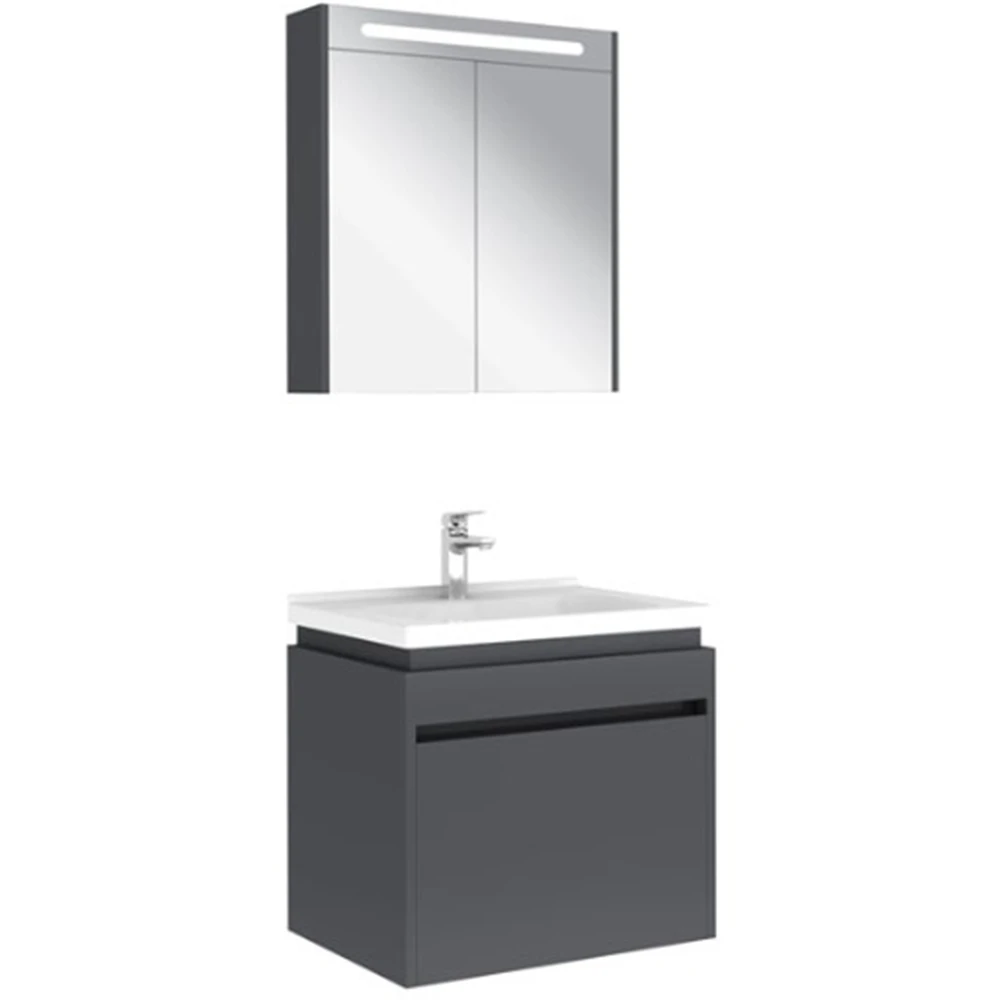 Kale Idea 2.0 65 Cm Parlak Antrasit Tek Çekmeceli Banyo Dolabı Takımı 610100200487