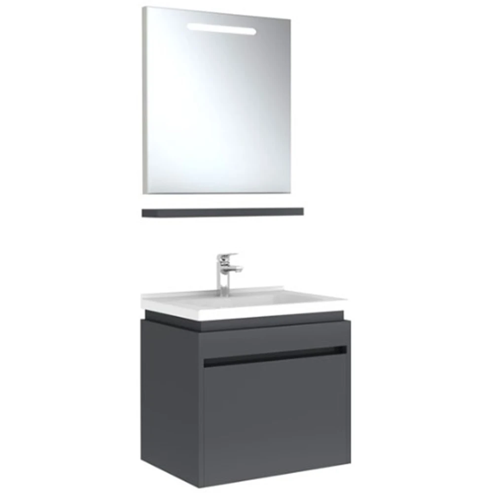 Kale Idea 2.0 65 Cm Parlak Antrasit Tek Çekmeceli Banyo Dolabı Takımı