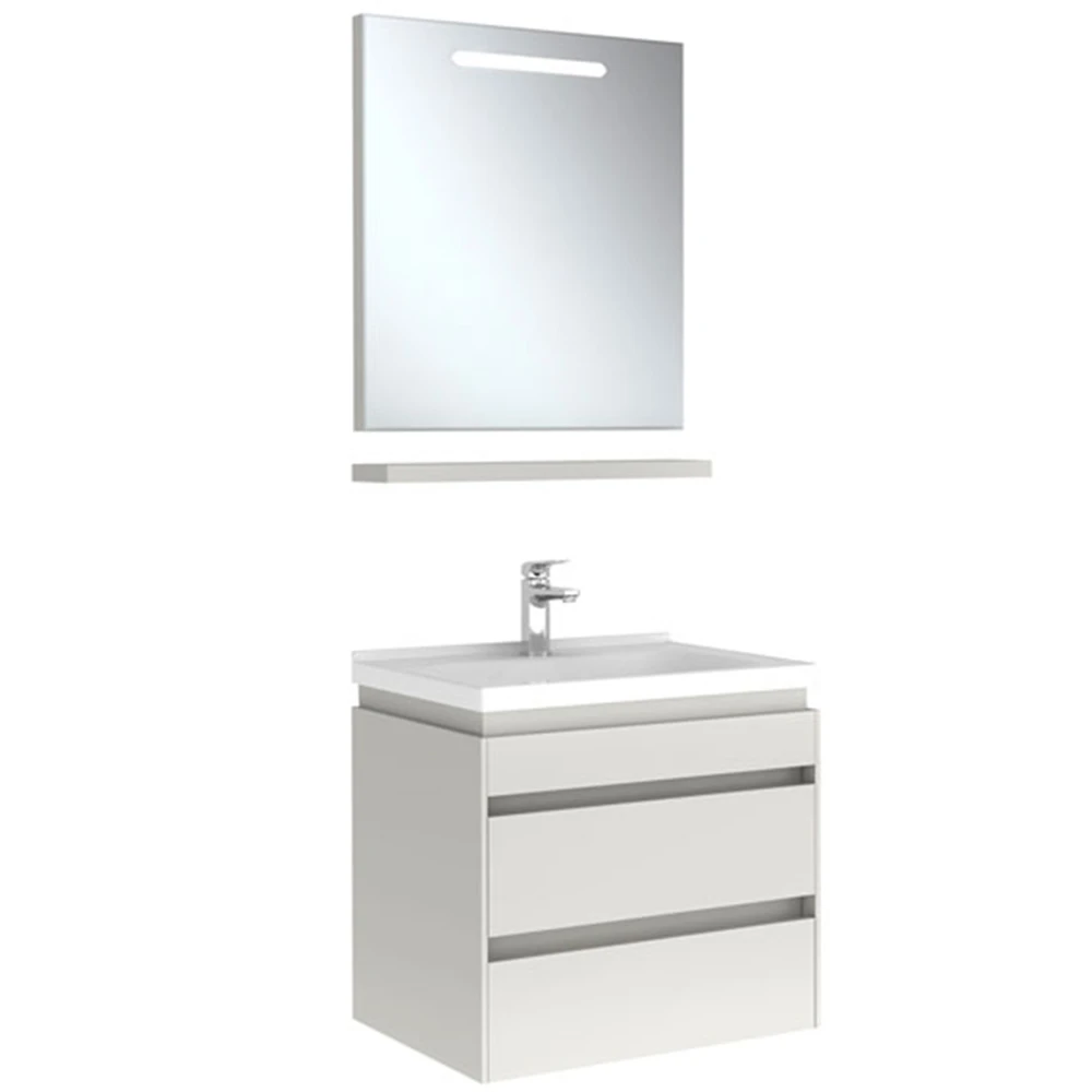 Kale Idea 2.0 65 Cm Parlak Beyaz Çift Çekmeceli Banyo Dolabı Takımı