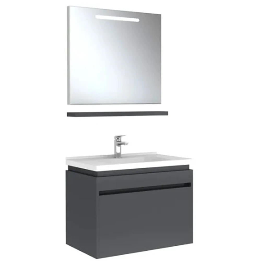 Kale Idea 2.0 80 Cm Parlak Antrasit Tek Çekmeceli Banyo Dolabı Takımı